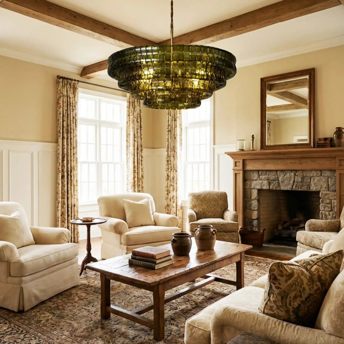 Grigio Glass Round Chandelier 24" 36" 48" 60" in bronze - modern dining room lighting