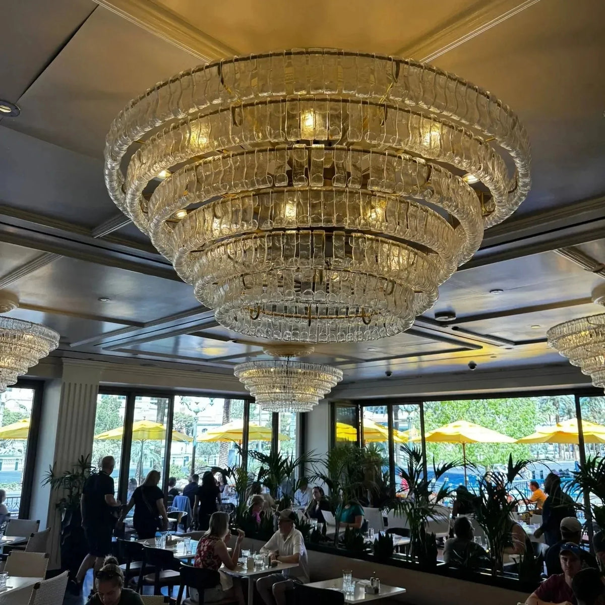 Grigio Glass Round Chandelier 24" 36" 48" 60" in bronze - dining room lighting