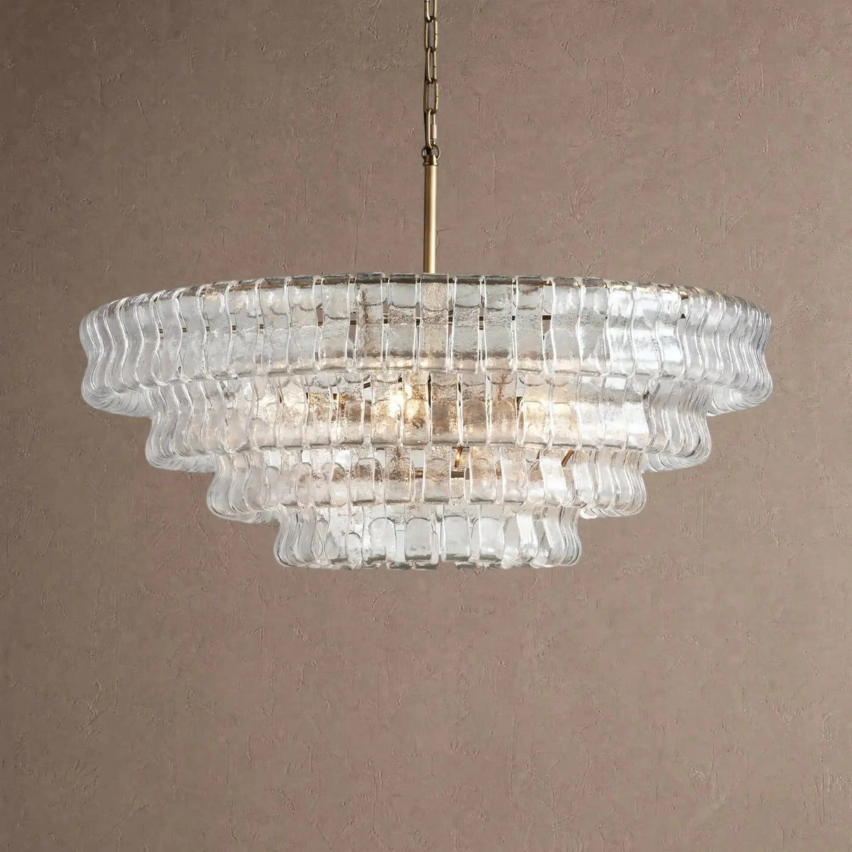 Grigio Glass Round Chandelier 24" 36" 48" 60" - 4-Tier 36"BrassClearcasivra