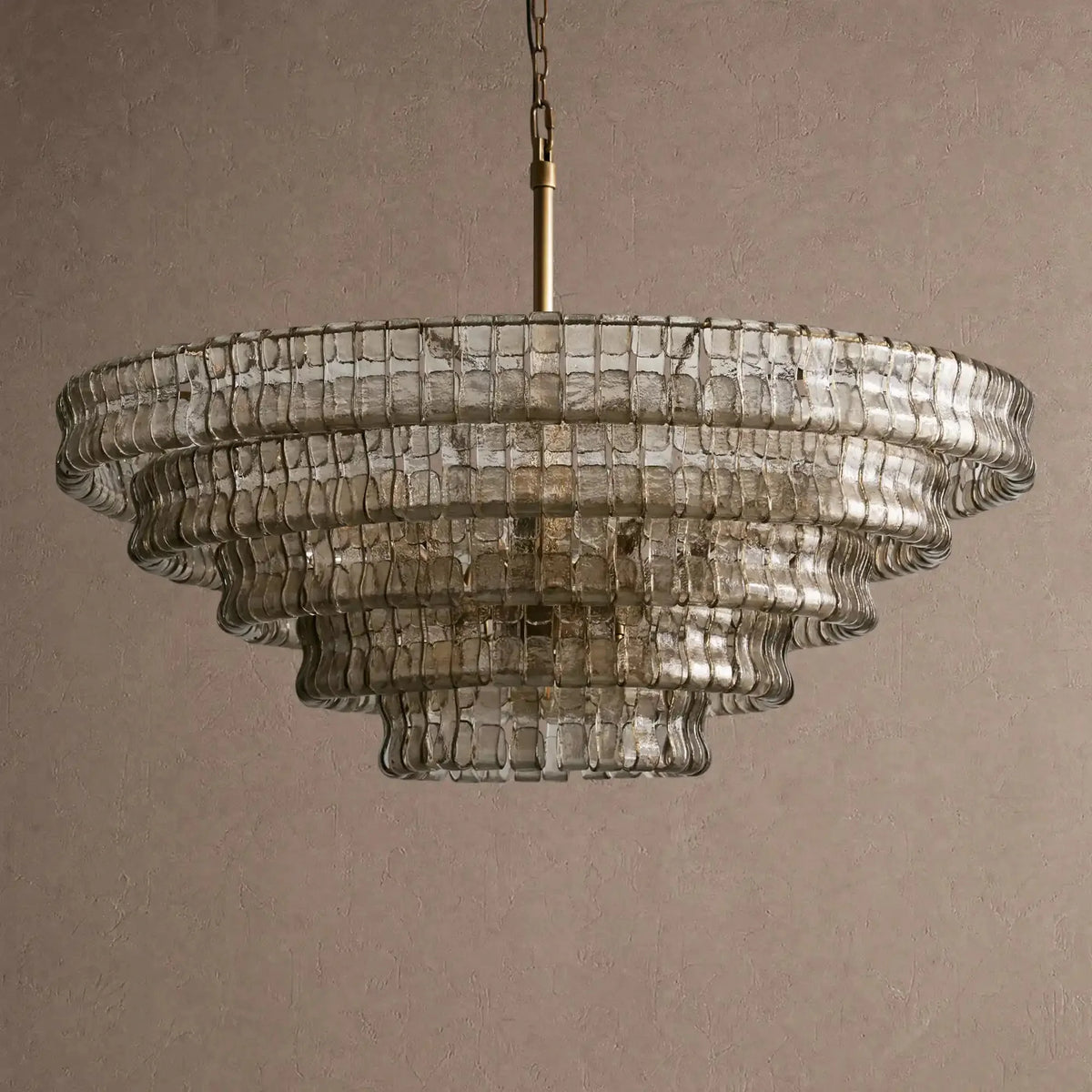 Ghiaccio Glass Round Chandelier 24" 36" 48" 60" - 5-Tier 48"BlackSmokecasivra
