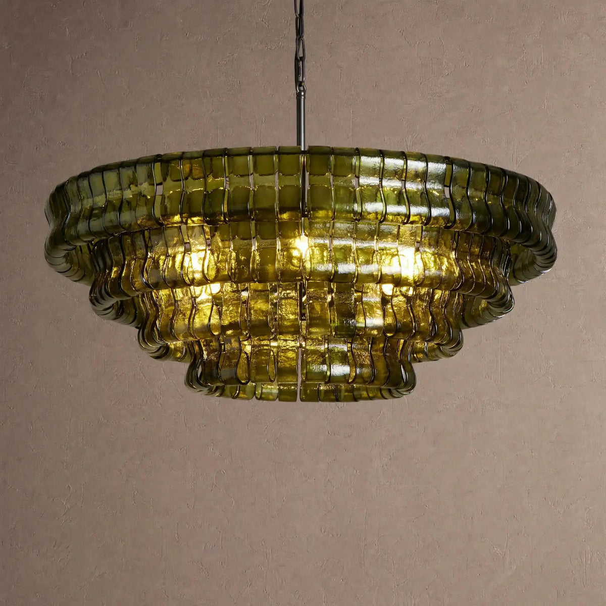 Grigio Glass Round Chandelier 24" 36" 48" 60" - 4-Tier 36"BlackGreencasivra