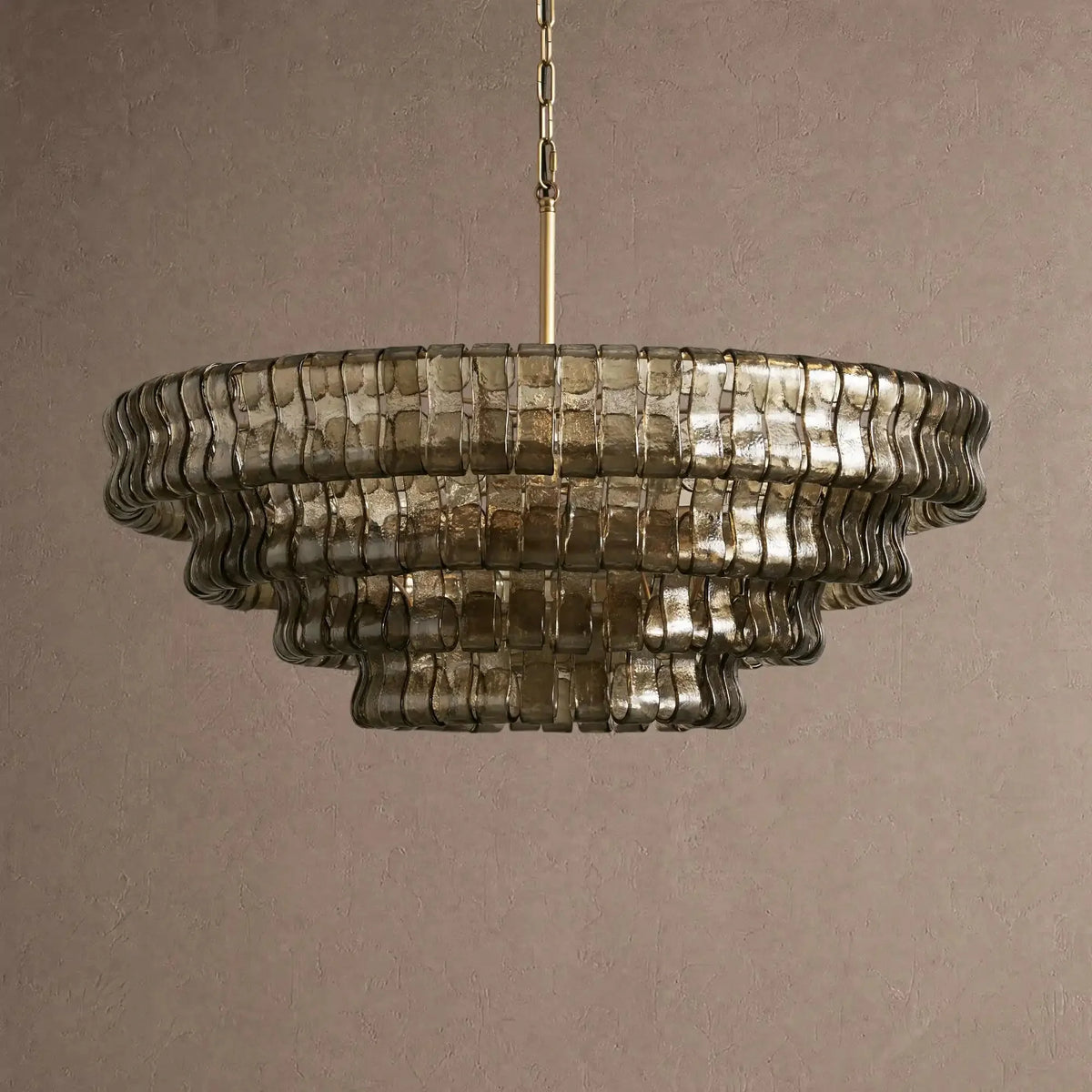 Grigio Glass Round Chandelier 24" 36" 48" 60" - 4-Tier 36"BlackClearcasivra