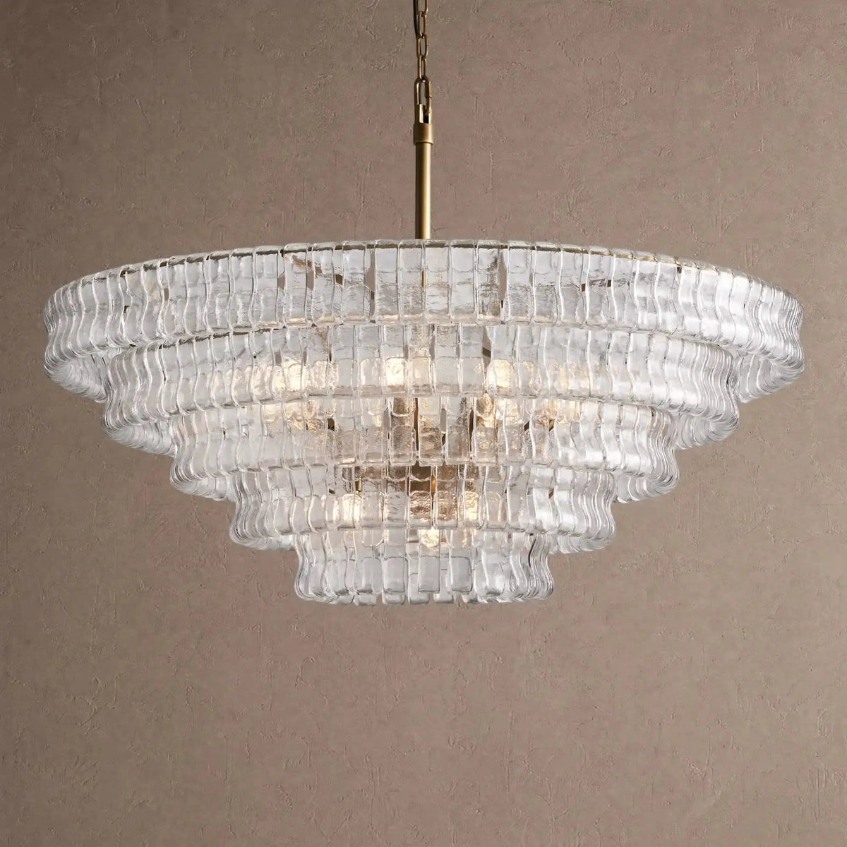 Ghiaccio Glass Round Chandelier 24" 36" 48" 60" - 5-Tier 48"BrassClearcasivra