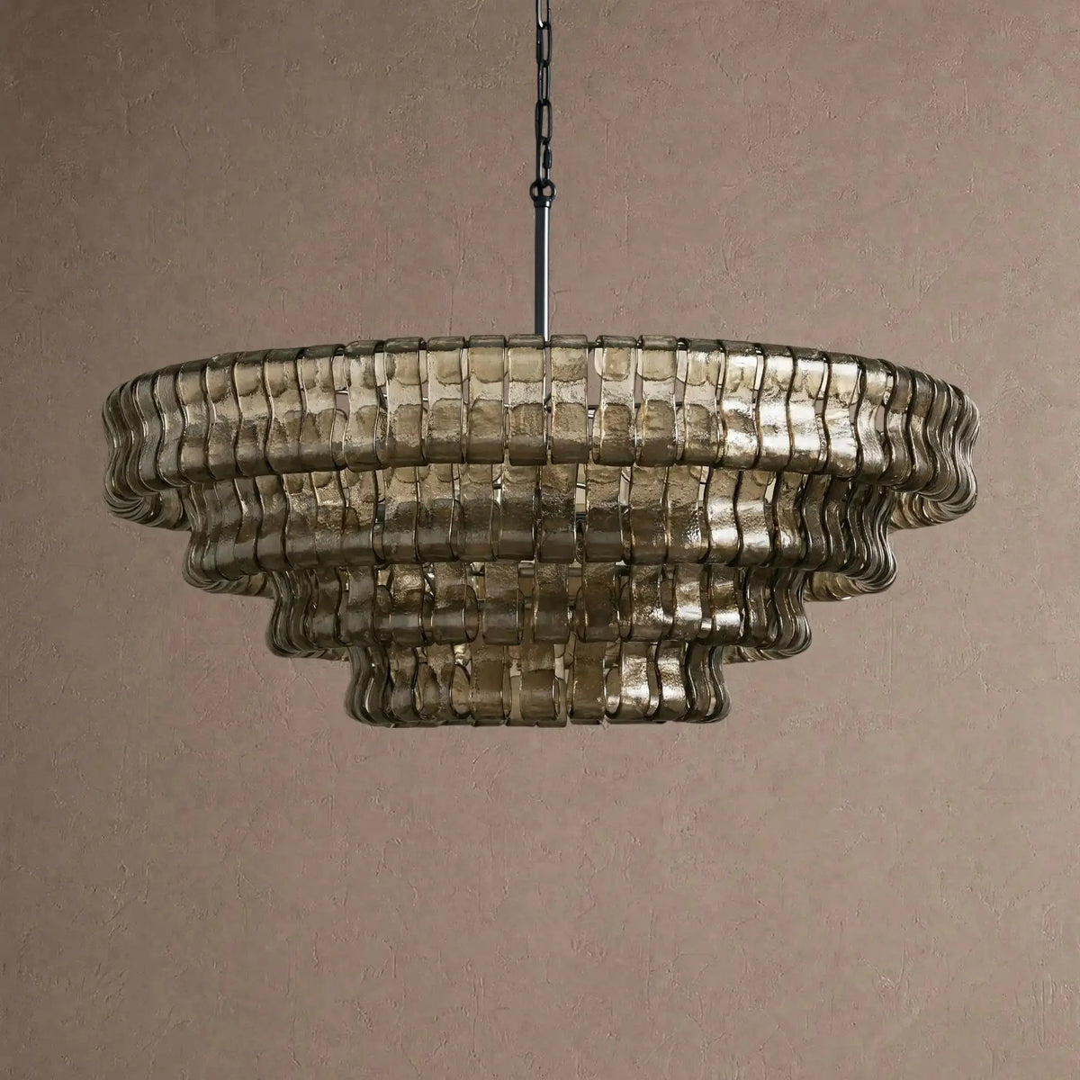 Grigio Glass Round Chandelier 24" 36" 48" 60" - 4-Tier 36"BlackSmokecasivra