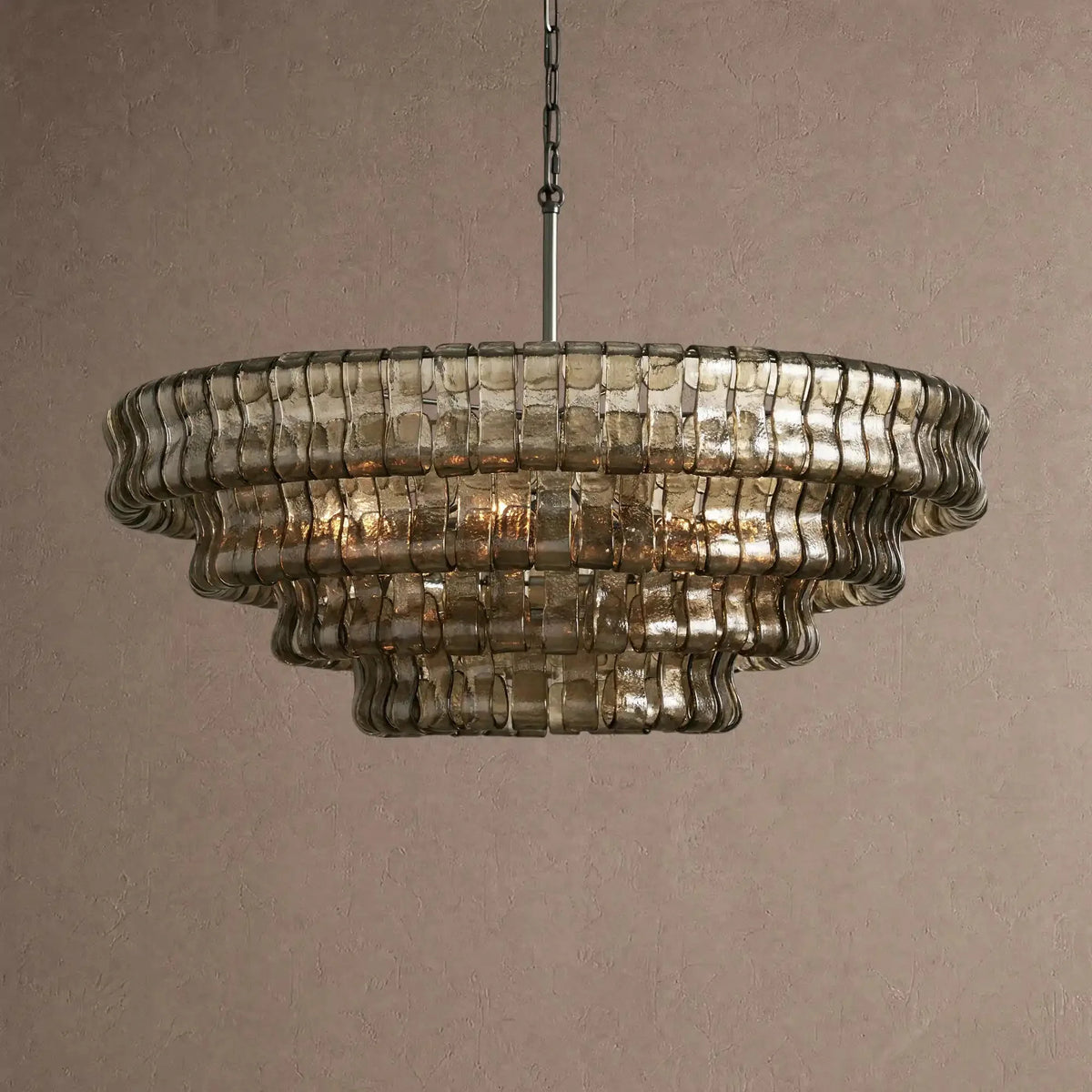 Grigio Glass Round Chandelier 24" 36" 48" 60" - 4-Tier 36"BlackSmokecasivra