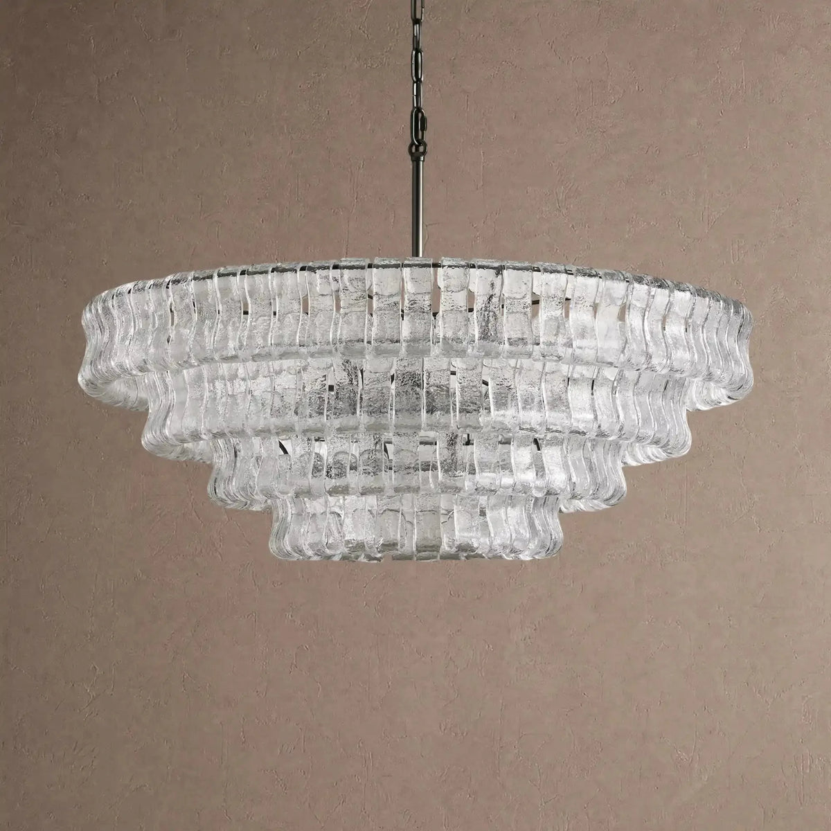 Grigio Glass Round Chandelier 24" 36" 48" 60" - 4-Tier 36"BlackClearcasivra
