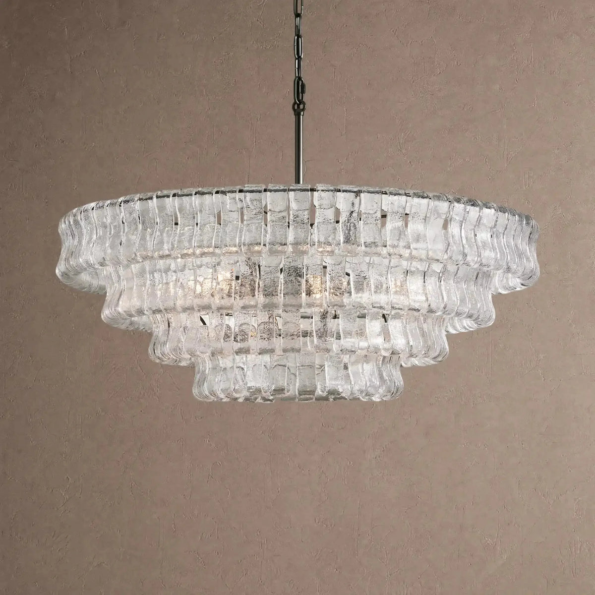 Grigio Glass Round Chandelier 24" 36" 48" 60" - 4-Tier 36"BlackClearcasivra