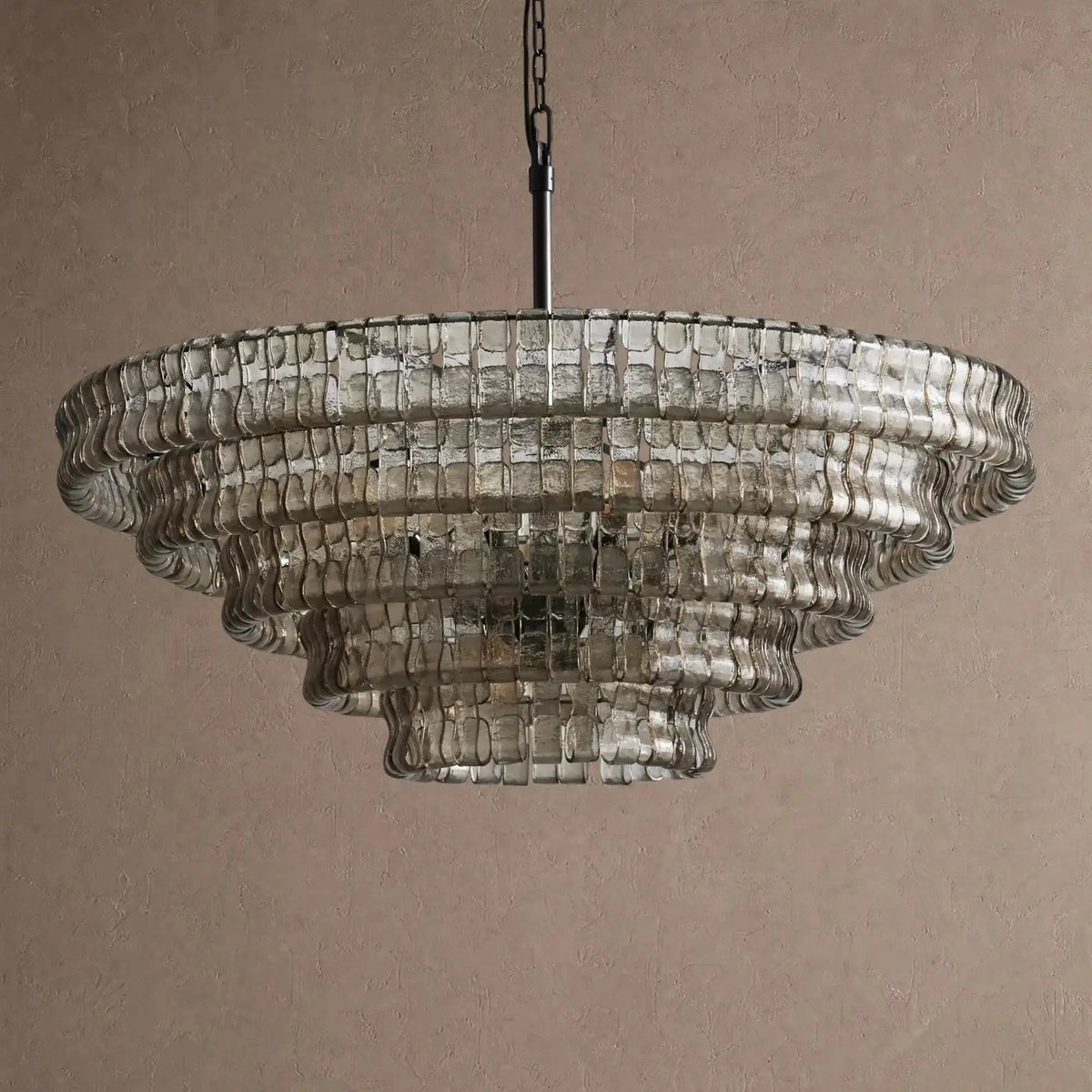 Ghiaccio Glass Round Chandelier 24" 36" 48" 60" - 5-Tier 48"BlackGreencasivra