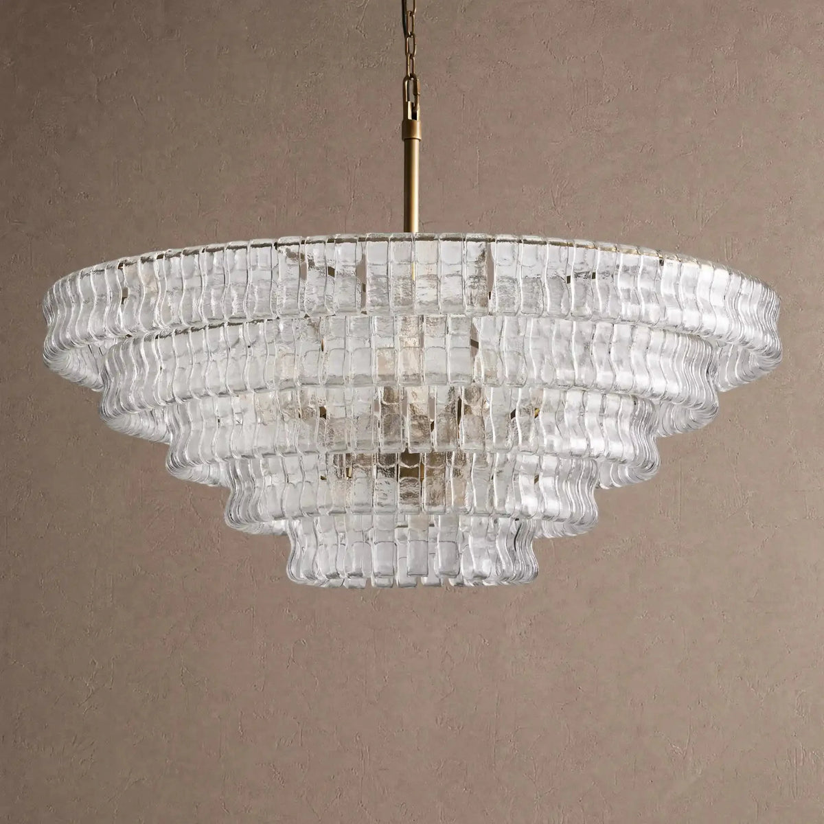 Ghiaccio Glass Round Chandelier 24" 36" 48" 60" - 5-Tier 48"BrassClearcasivra