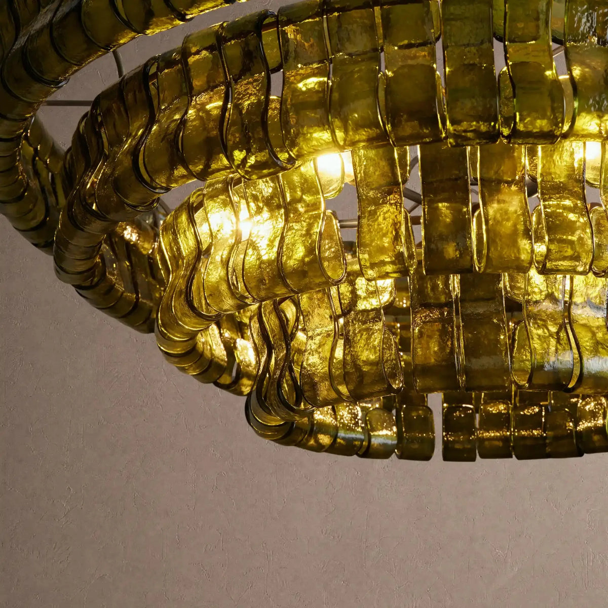 Ghiaccio Glass Round Chandelier 24" 36" 48" 60" - 5-Tier 48"BlackGreencasivra