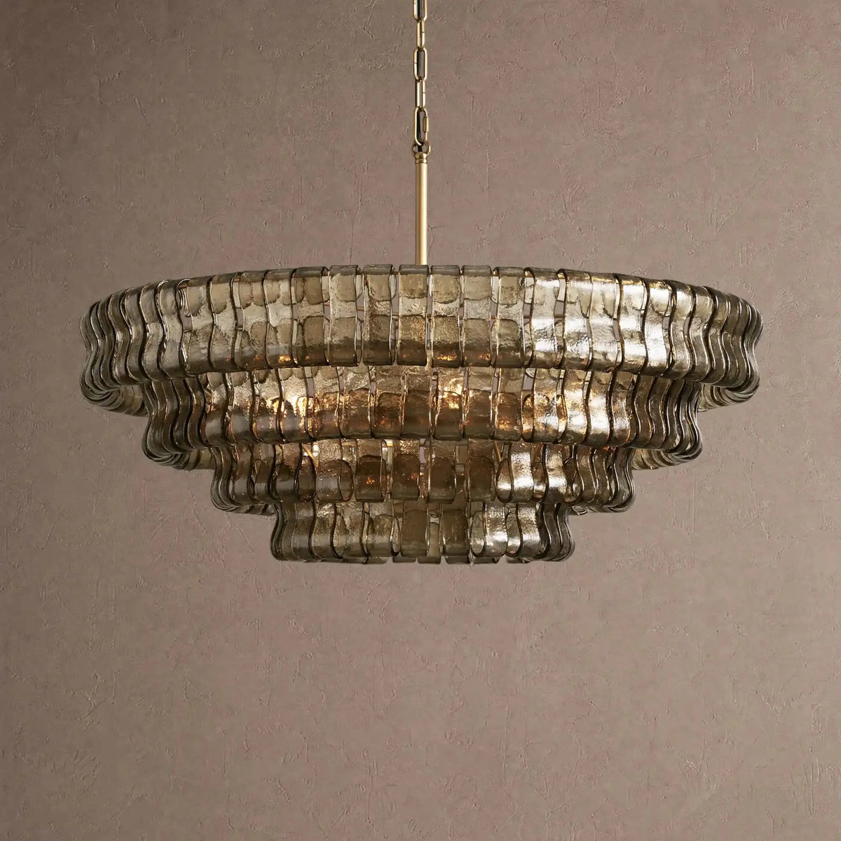 Grigio Glass Round Chandelier 24" 36" 48" 60" - 4-Tier 36"BrassSmokecasivra