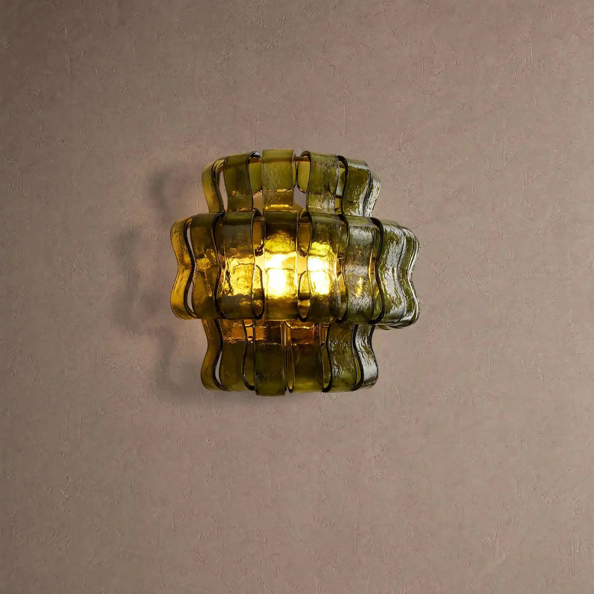 Grigio Glass Wall Sconce - Antique BrassGreencasivra