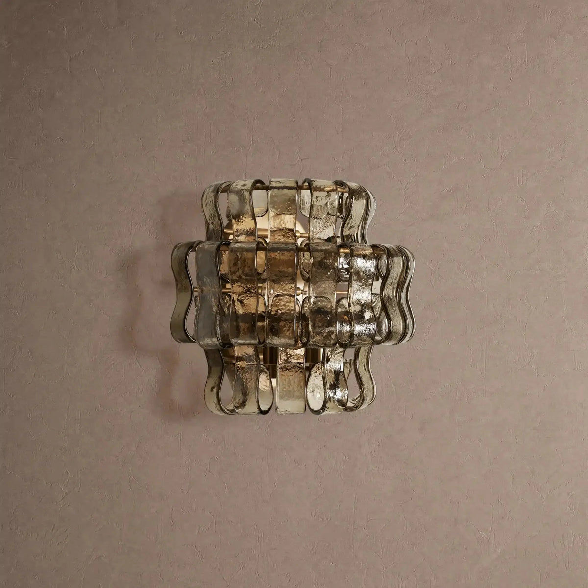 Grigio Glass Wall Sconce - Antique BrassSmokecasivra