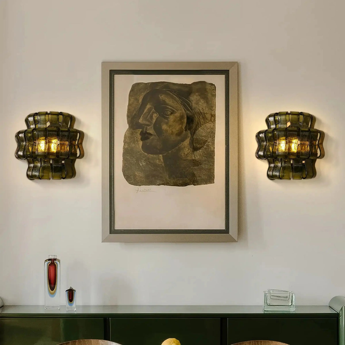 Grigio Glass Wall Sconce - black finish, modern home lighting