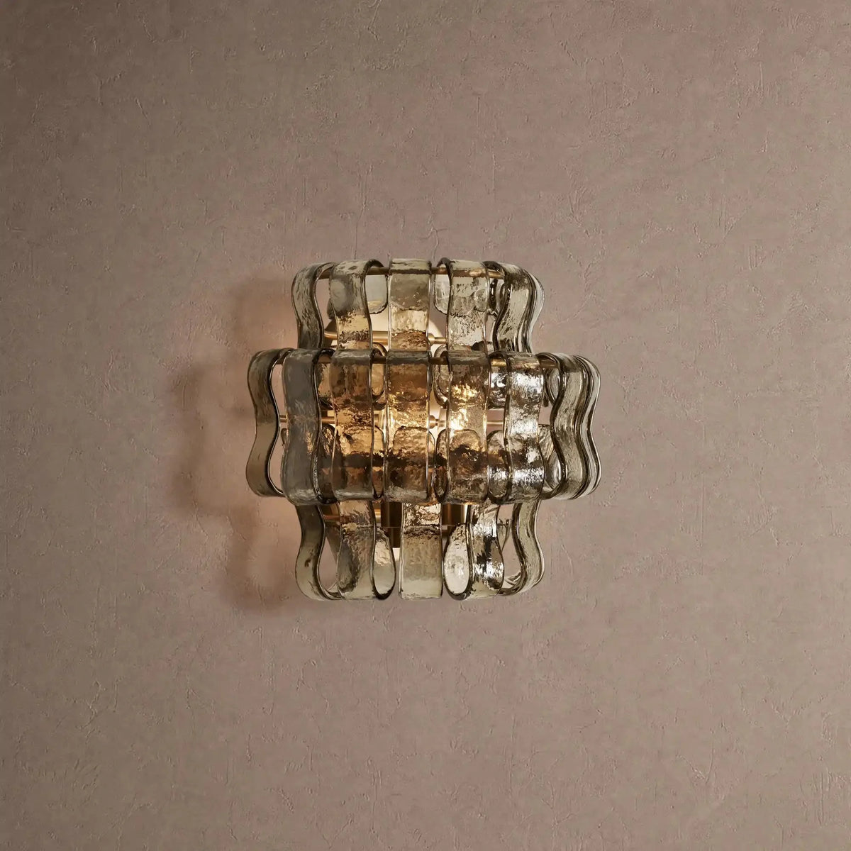 Grigio Glass Wall Sconce - Antique BrassSmokecasivra