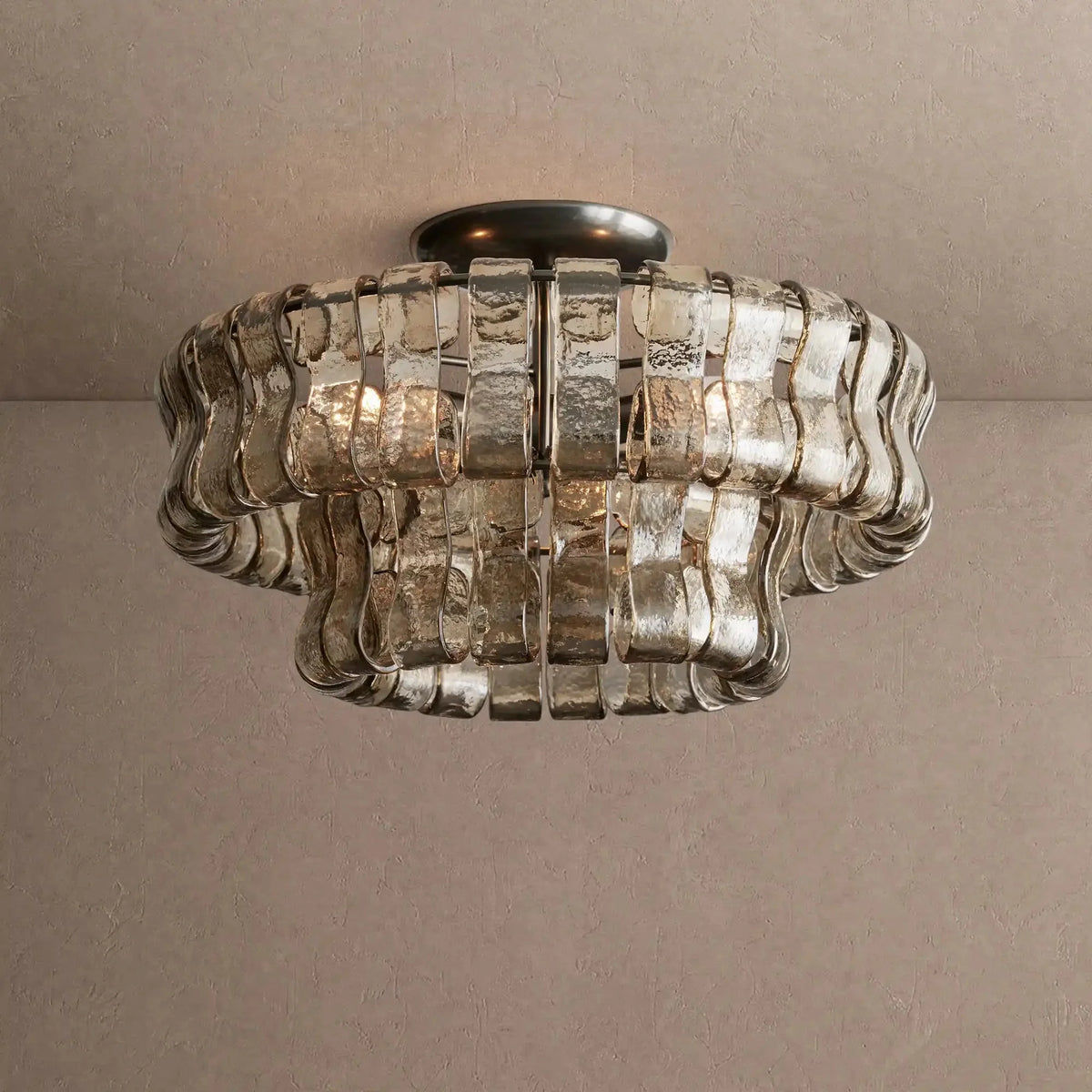 Grigio Modern Glass Flushmount - Matte BlackSmokecasivra