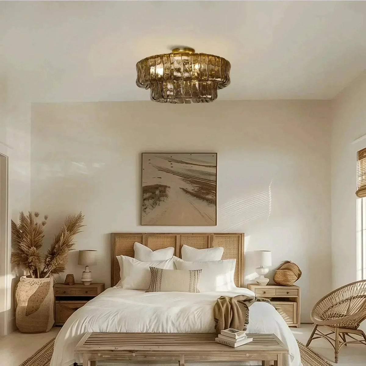 Grigio Modern Glass Flushmount in black - bedroom lighting