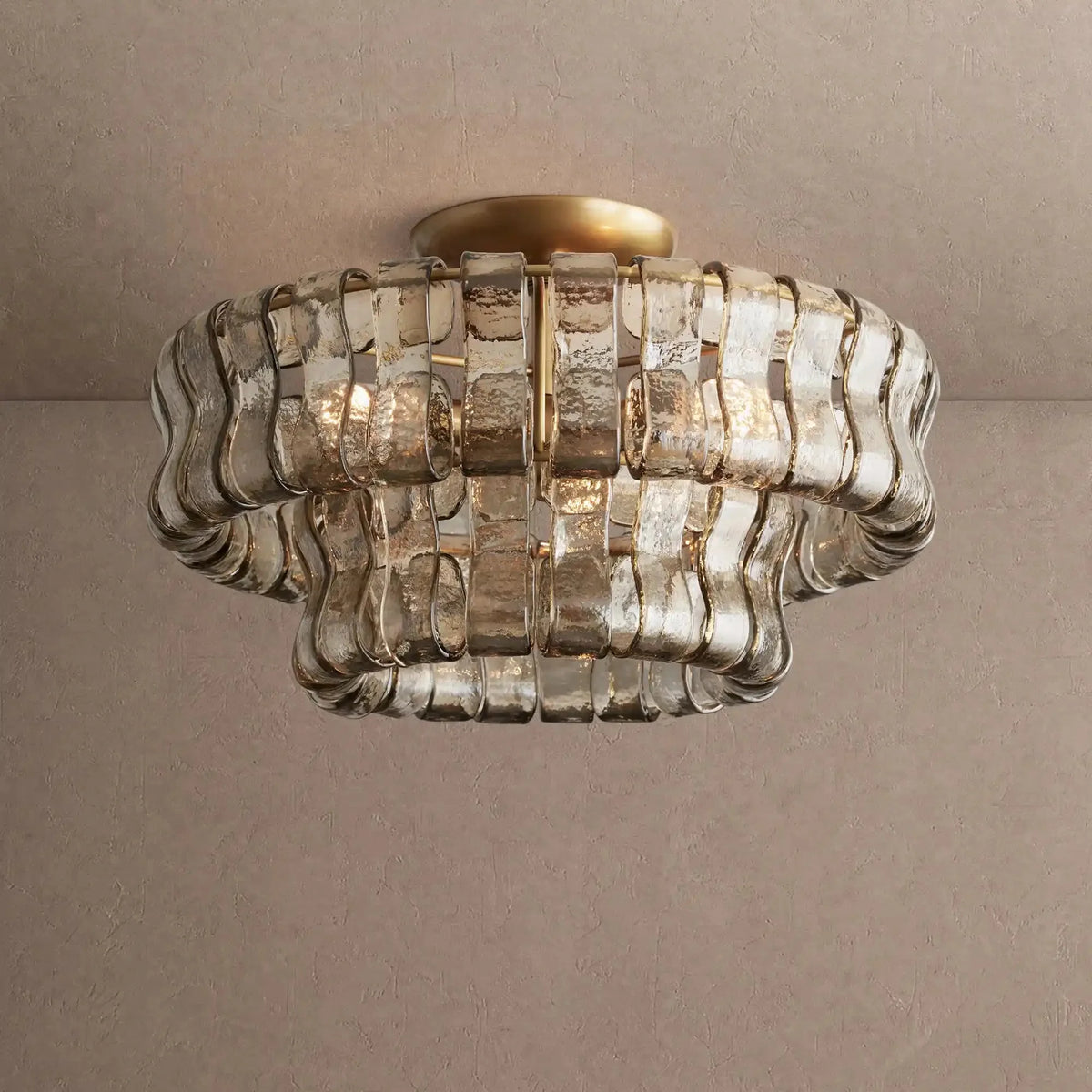 Grigio Modern Glass Flushmount - Antique BrassSmokecasivra