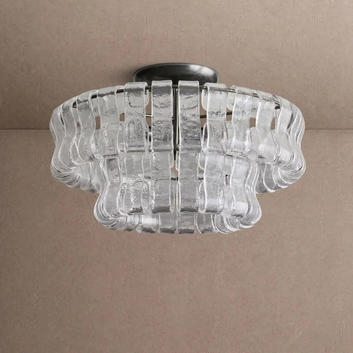 Grigio Modern Glass Flushmount - Matte BlackClearcasivra