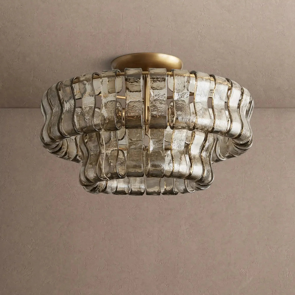 Grigio Modern Glass Flushmount - Antique BrassSmokecasivra