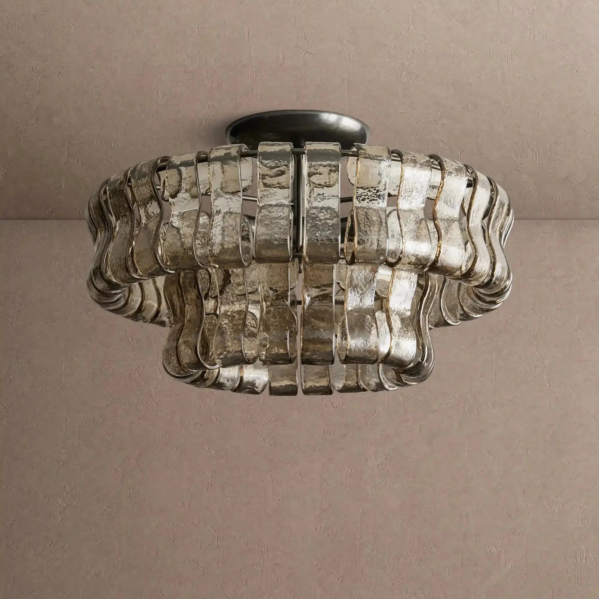 Grigio Modern Glass Flushmount - Antique BrassSmokecasivra