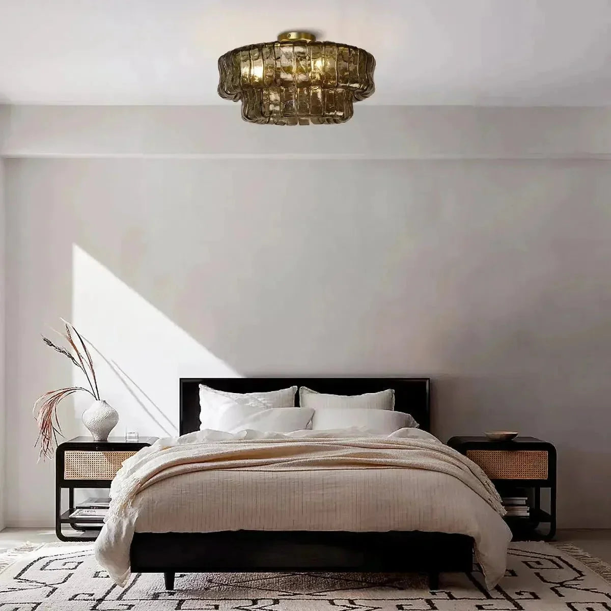 Grigio Modern Glass Flushmount - black finish, modern home lighting