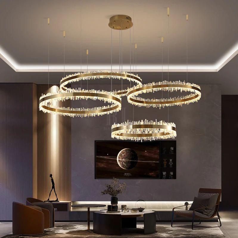 Gina Rock Crystal Rings Luxury Chandelier - casivra