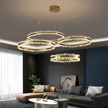 Gina Rock Crystal Rings Luxury Chandelier - casivra