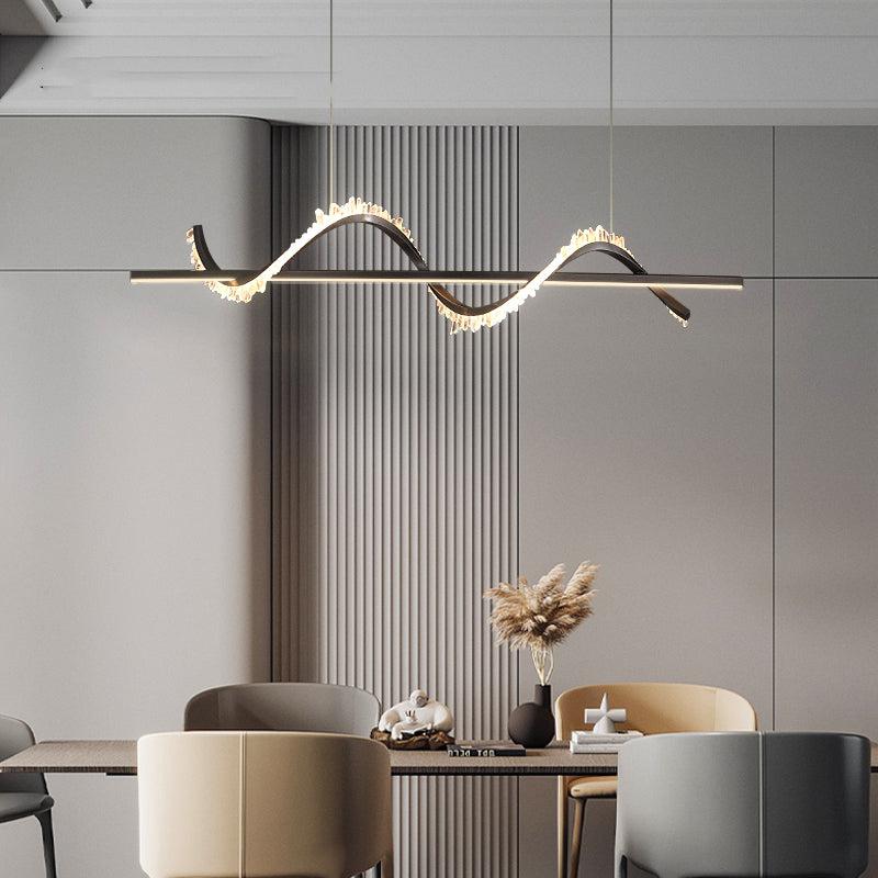 Gina Spiral Rock Crystal Chandelier,Linear Dining Room Chandelier - 39.4" L x 7.9" Hcasivra