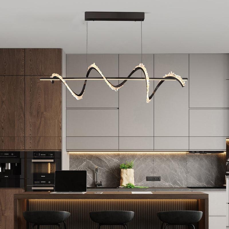 Gina Spiral Rock Crystal Chandelier,Linear Dining Room Chandelier - 39.4" L x 7.9" Hcasivra