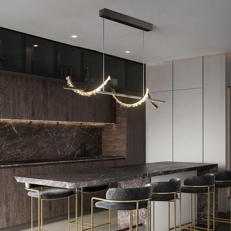 Gina Spiral Rock Crystal Chandelier,Linear Dining Room Chandelier - 47.2" L x 11.8" Hcasivra