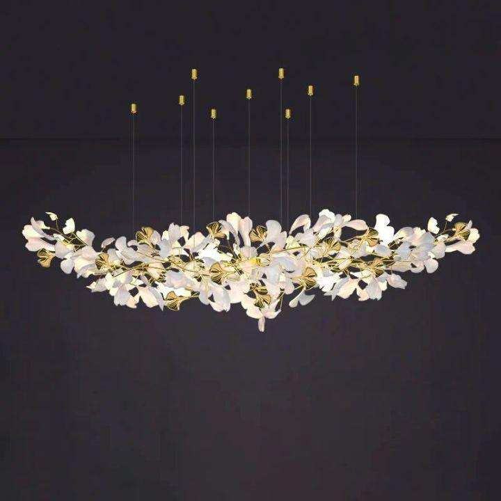 Ginkgo A Branch Chandelier - All white leaves150CM (L59"）casivra