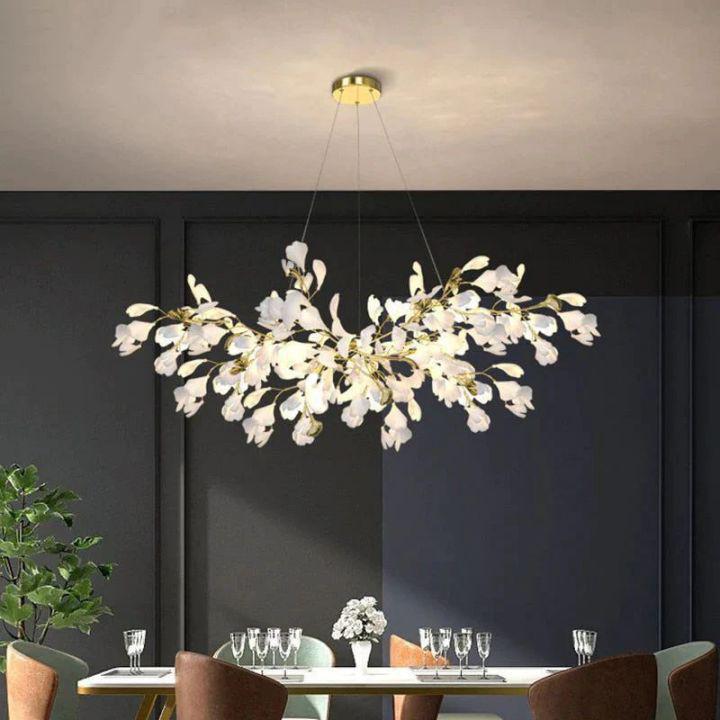 Ginkgo Branch Chandelier - All white leavesL100CM (L39¼")casivra
