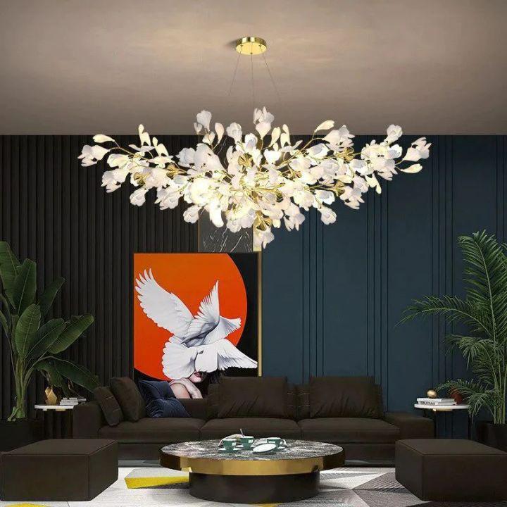 Ginkgo Branch Chandelier - All white leavesL120CM (L47¼")casivra