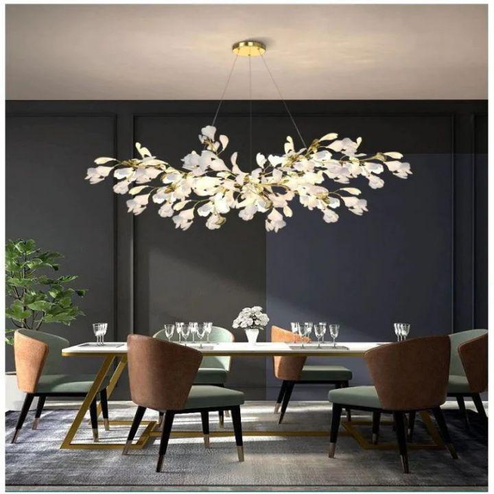 Ginkgo Branch Chandelier - All white leavesL150CM (L59")casivra