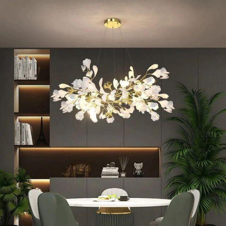 Ginkgo Branch Chandelier - All white leavesL80CM (L31½")casivra