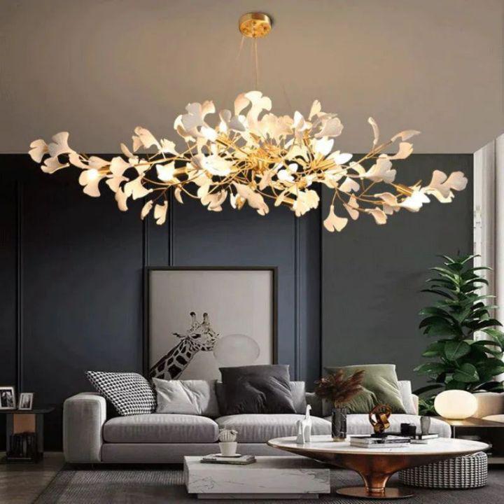 Ginkgo C Branch Chandelier - All white leaves200CM (78¾")casivra