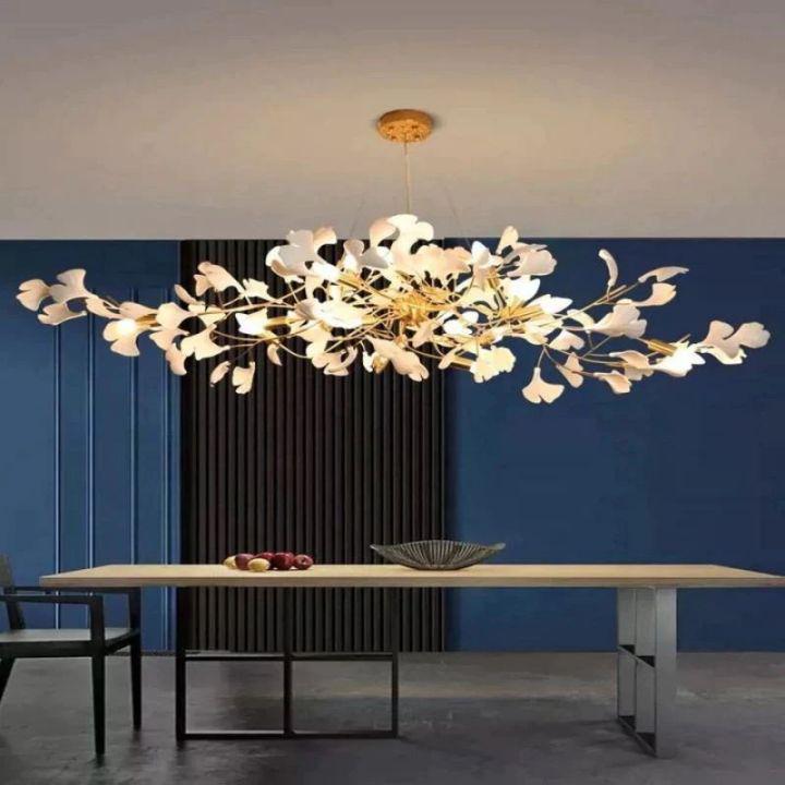 Ginkgo C Branch Chandelier - All white leaves200CM (78¾")casivra