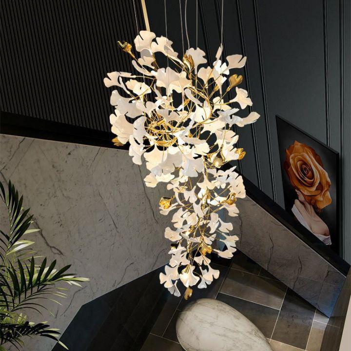 Ginkgo Cascading A Branch Chandelier - All white leavesH150CM (H59")casivra