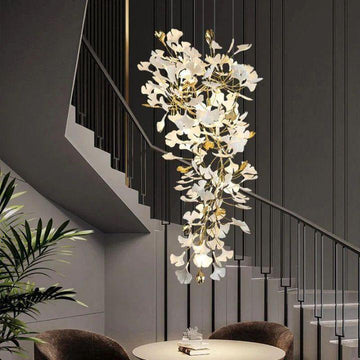 Ginkgo Cascading A Branch Chandelier - All white leavesH150CM (H59")casivra