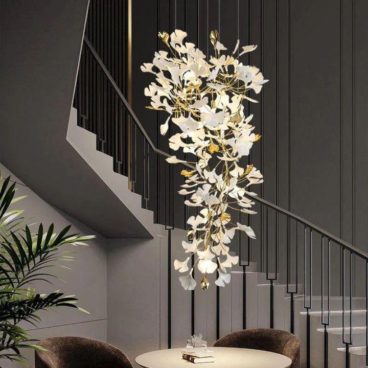 Ginkgo Cascading A Branch Chandelier - All white leavesH150CM (H59")casivra