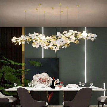 Ginkgo D Branch Chandelier - All white leavesL150(L59")casivra