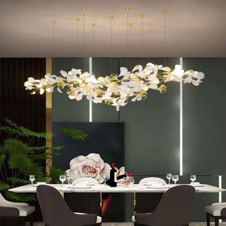 Ginkgo D Branch Chandelier - All white leavesL150(L59")casivra