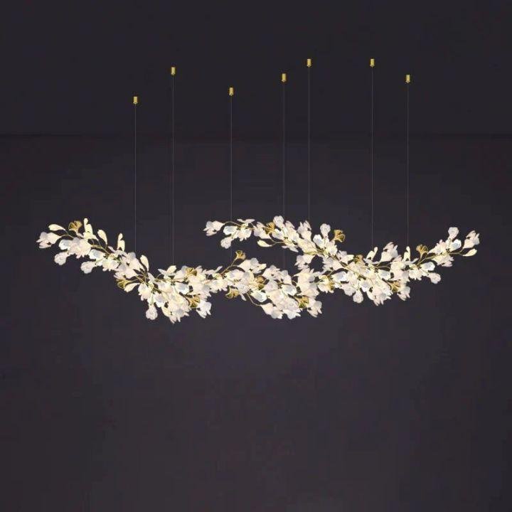Ginkgo E Branch Chandelier - All white leaves150CM(59")casivra