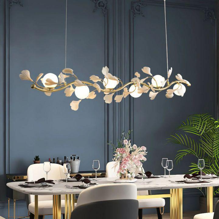 Ginkgo Glass Chandelier - 4 heads Size: L 39.4″(100cm) x H 6.3″(16cm)casivra