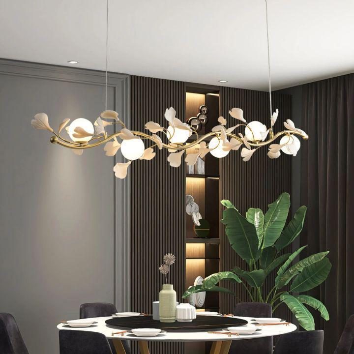 Ginkgo Glass Chandelier - 4 heads Size: L 39.4″(100cm) x H 6.3″(16cm)casivra