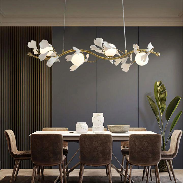 Ginkgo Glass Chandelier - 4 heads Size: L 39.4″(100cm) x H 6.3″(16cm)casivra