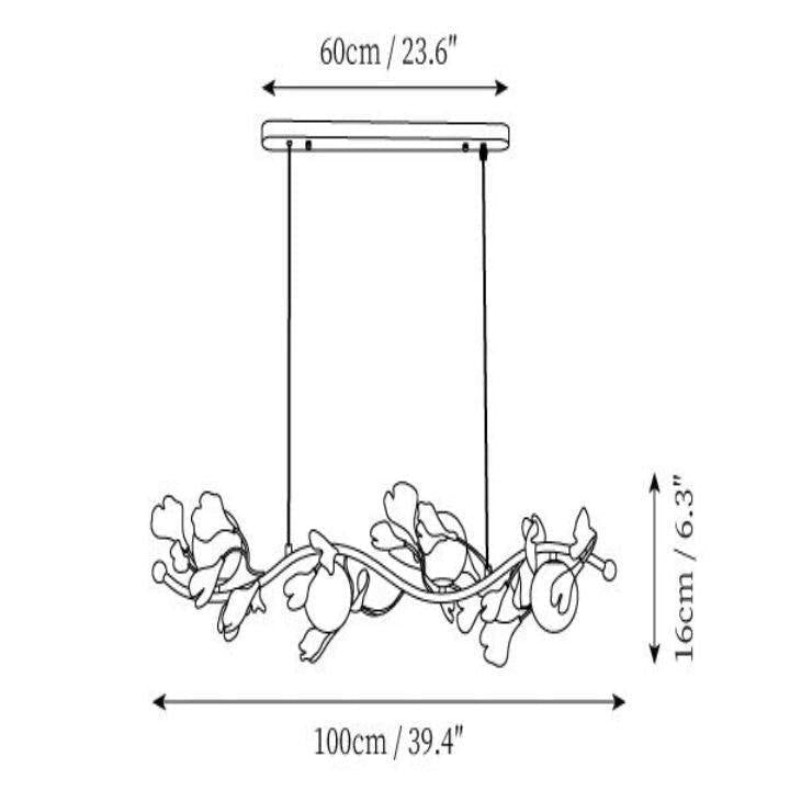 Ginkgo Glass Chandelier - 4 heads Size: L 39.4″(100cm) x H 6.3″(16cm)casivra