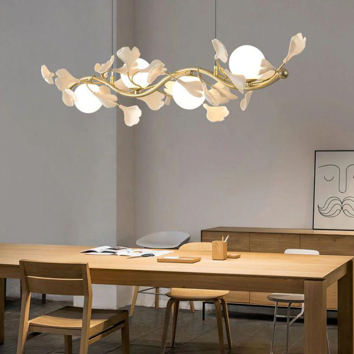 Ginkgo Glass Chandelier - 4 heads Size: L 39.4″(100cm) x H 6.3″(16cm)casivra