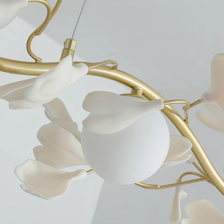 Ginkgo Glass Chandelier - 4 heads Size: L 39.4″(100cm) x H 6.3″(16cm)casivra